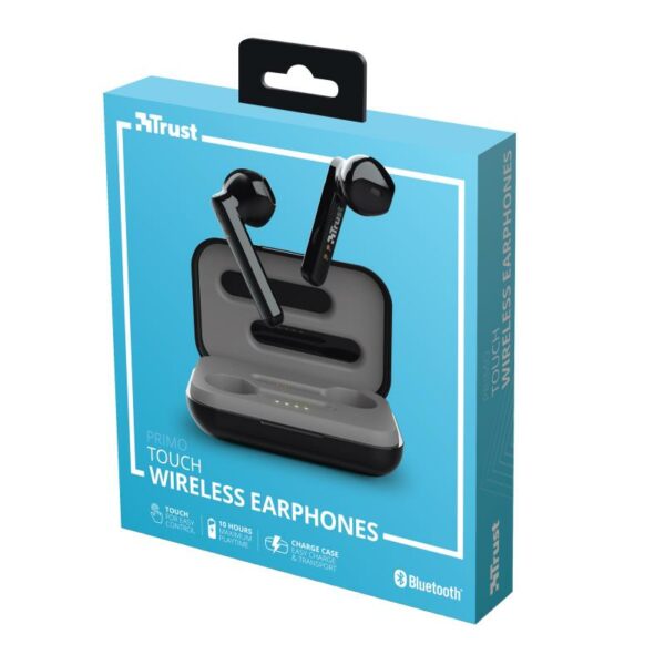 AURICULARES TRUST PRIMO TOUCH EARPHONES BLUETOOTH WIRELESS BLACK - Imagen 11