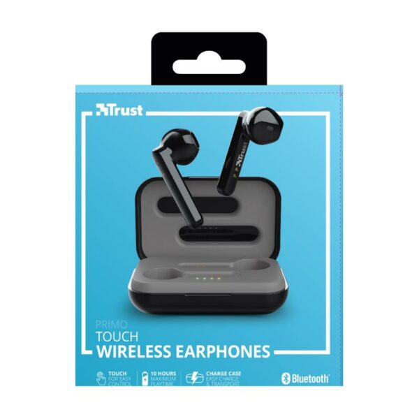 AURICULARES TRUST PRIMO TOUCH EARPHONES BLUETOOTH WIRELESS BLACK - Imagen 12