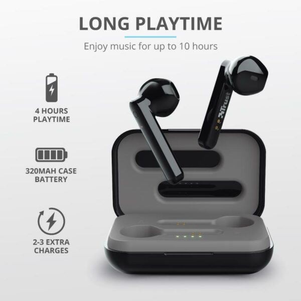 AURICULARES TRUST PRIMO TOUCH EARPHONES BLUETOOTH WIRELESS BLACK - Imagen 5