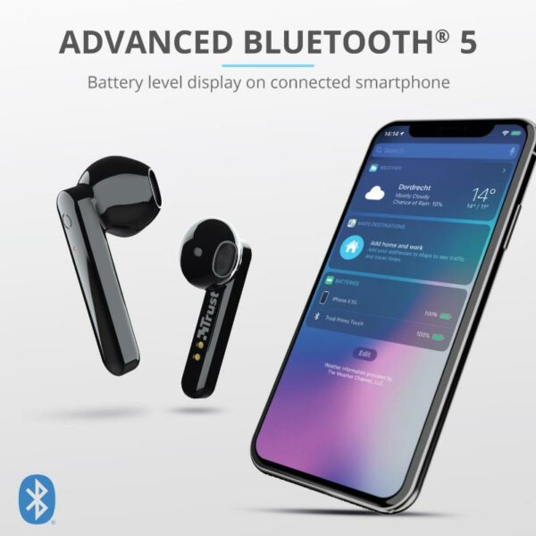 AURICULARES TRUST PRIMO TOUCH EARPHONES BLUETOOTH WIRELESS BLACK - Imagen 7