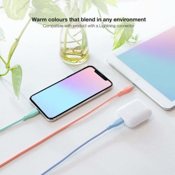 CABLE LIGHTNING A USB 2.0 NANOCABLE A/M 1M 3UD BLUE PINK GREEN LISO - Imagen 3