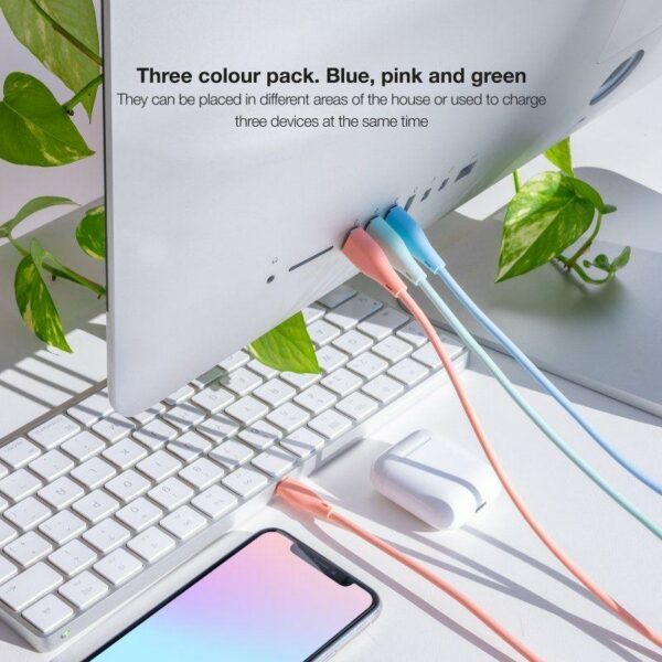 CABLE LIGHTNING A USB 2.0 NANOCABLE A/M 1M 3UD BLUE PINK GREEN LISO - Imagen 4