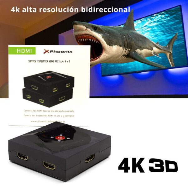CONMUTADOR HDMI PHOENIX 4X1 SWITCH BIDIRECCIONAL - Imagen 4