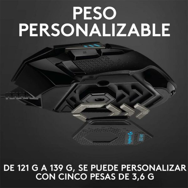 RATON LOGITECH G502 HERO OPTICO USB GAMING BLACK - Imagen 3
