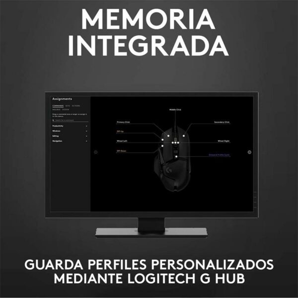 RATON LOGITECH G502 HERO OPTICO USB GAMING BLACK - Imagen 7