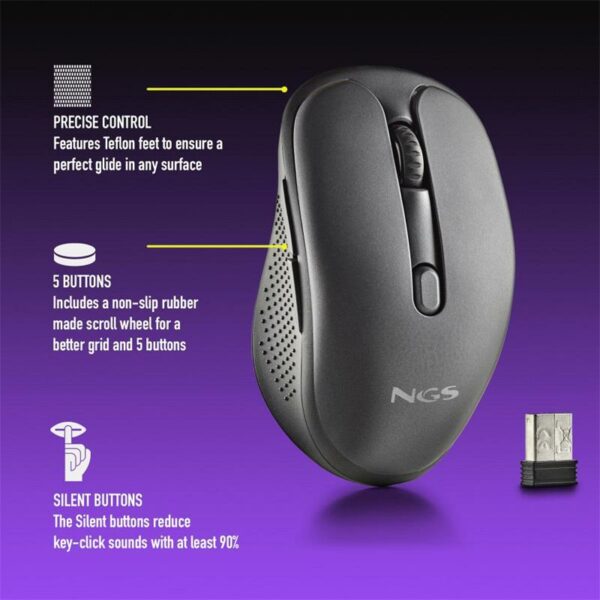RATON NGS EVO RUST WIRELESS SILENT BLACK - Imagen 4